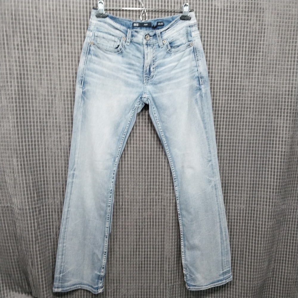 BKE Aiden Jeans Mens Bootcut Stretch 28x32 Light Wash Blue
